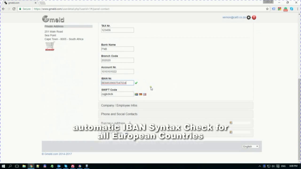 IBAN Syntax Check for all European Countries