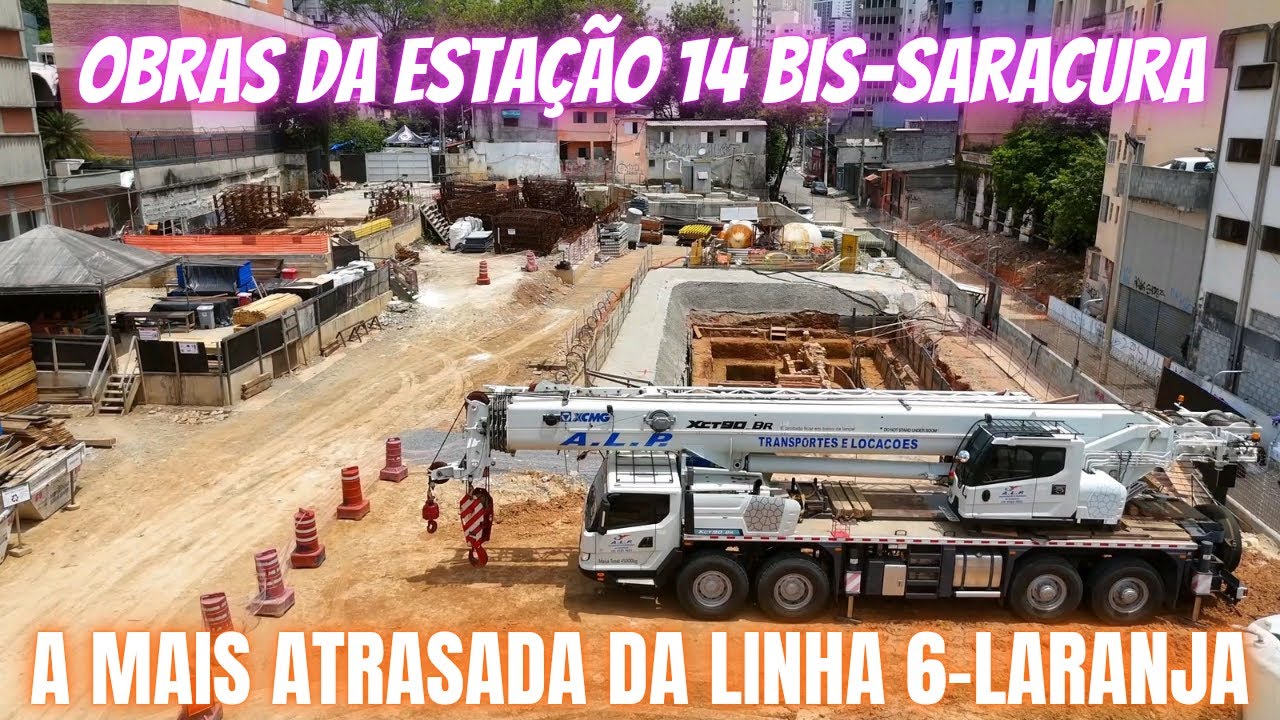 Drone mostra como estão as obras da Estação 14 Bis - Saracura da Linha 6 - Laranja - São Paulo