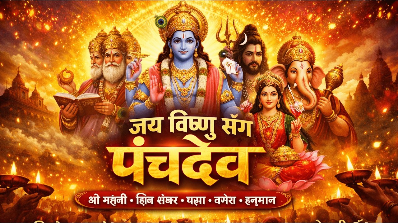 🌸 जय विष्णु संग पंचदेव 🔱 | लक्ष्मी, शिव, गणेश, ब्रह्मा & हनुमान की भक्ति में डूब जाओ 🙏