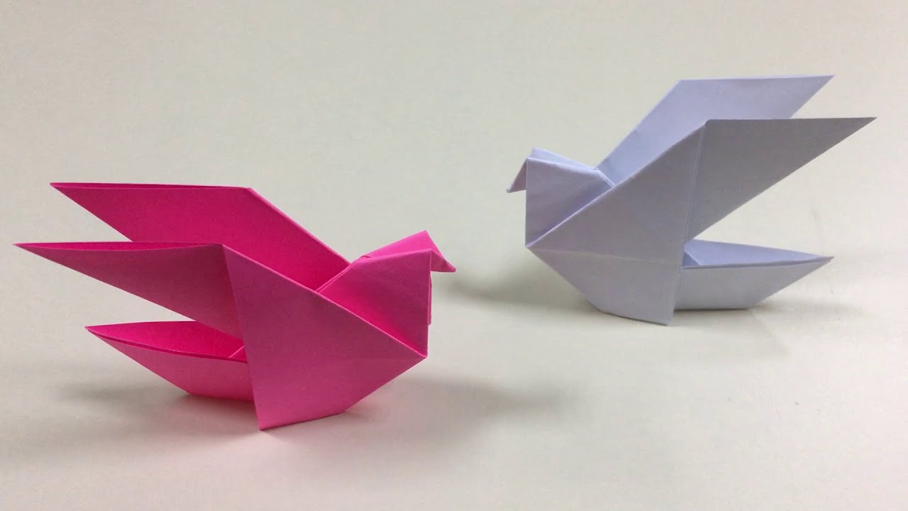 Origami Taube falten mit Papier - Vogel basteln - Einfache Bastelidee für Anfänger