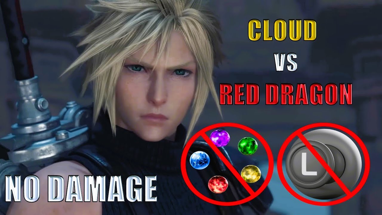 FFVII REBIRTH CLOUD VS RED DRAGON HARD MODE NO MATERIA NO DAMAGE #ff7 