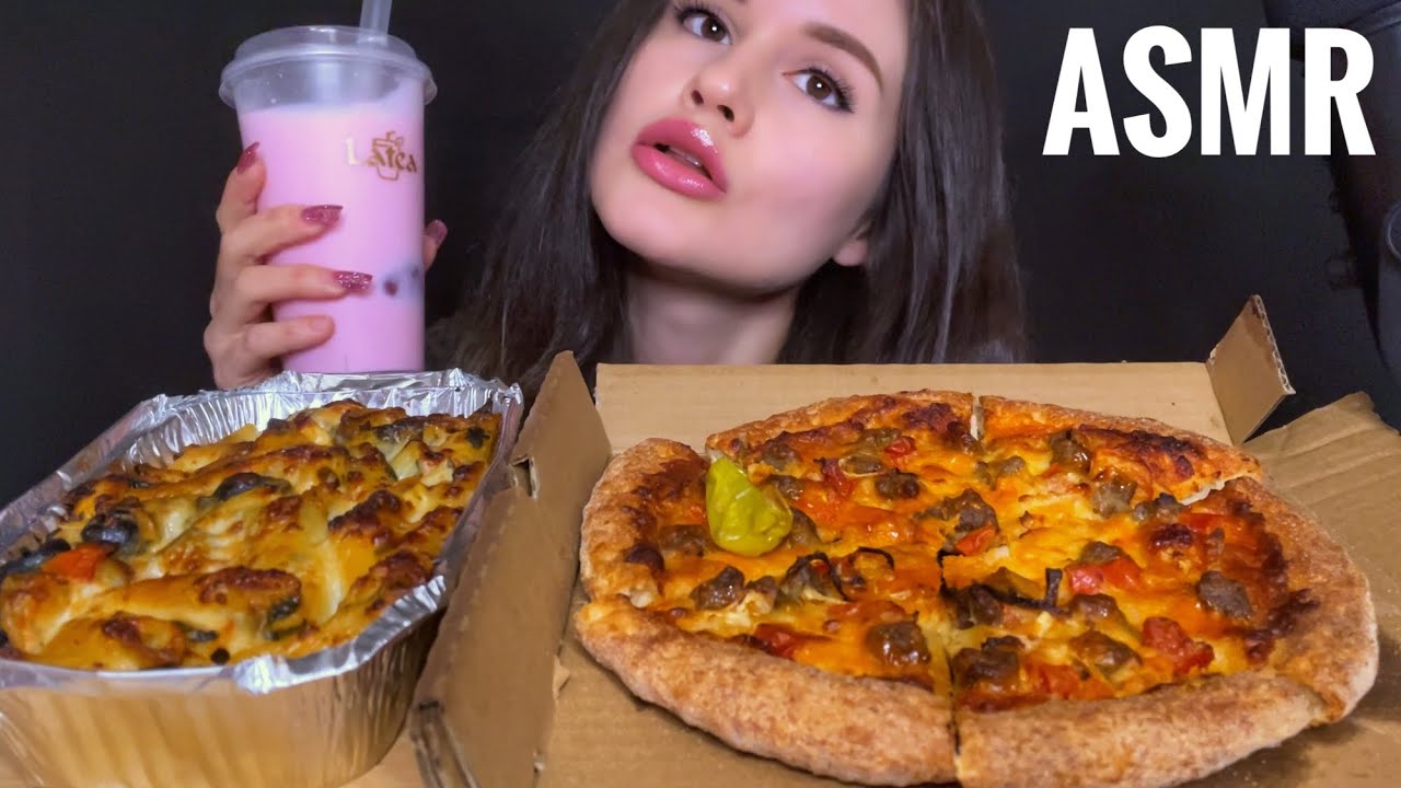 ASMR EATING PAPA JOHN’S PASTA + PIZZA MUKBANG (NO TALKING)