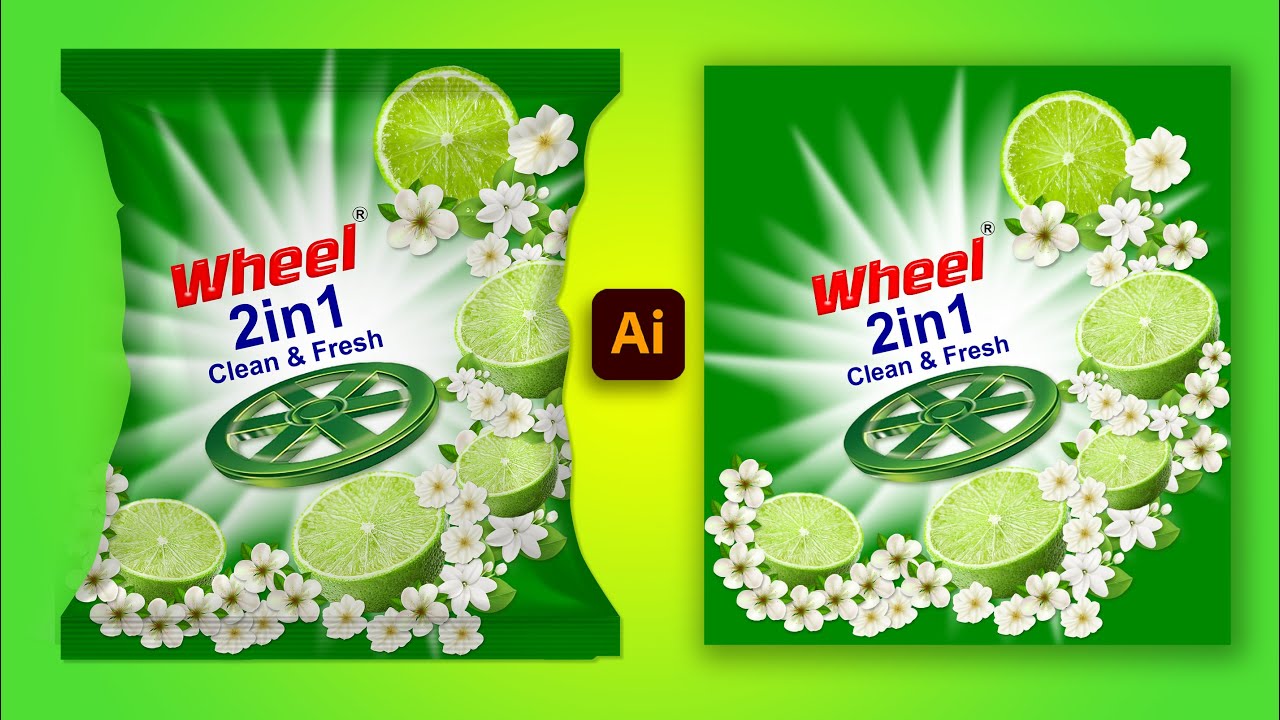 wheel washing powder packet design in illustrator #Packetdesign #mockup #world_graphic_design