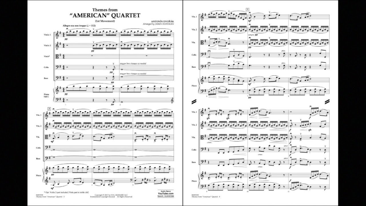 Themes from American Quartet, Mvt. 1 by Antonin Dvorak/arr. Jamin Hoffman
