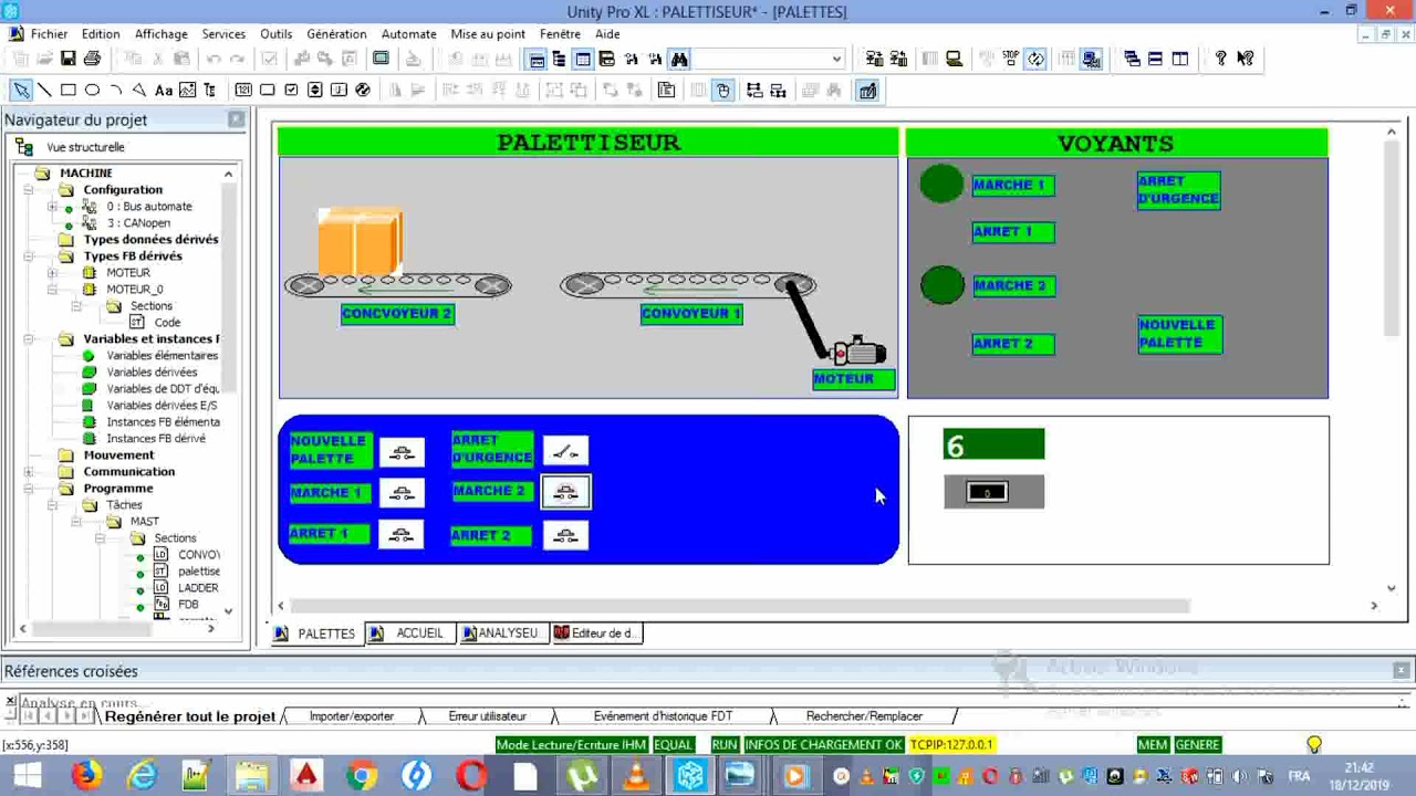 Écran d'exploitation Unity pro xl