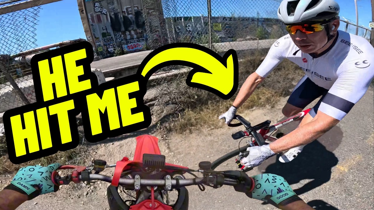 Angry Cyclist VS Motorcycle!!
