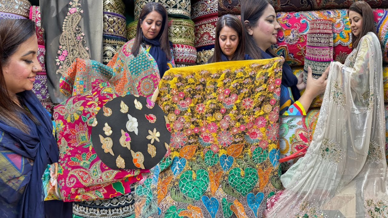 Beautiful Hand Embelished Patches|Muse Work Velvet Long Shawl|Block Print Suits|3D Hand Embelishment