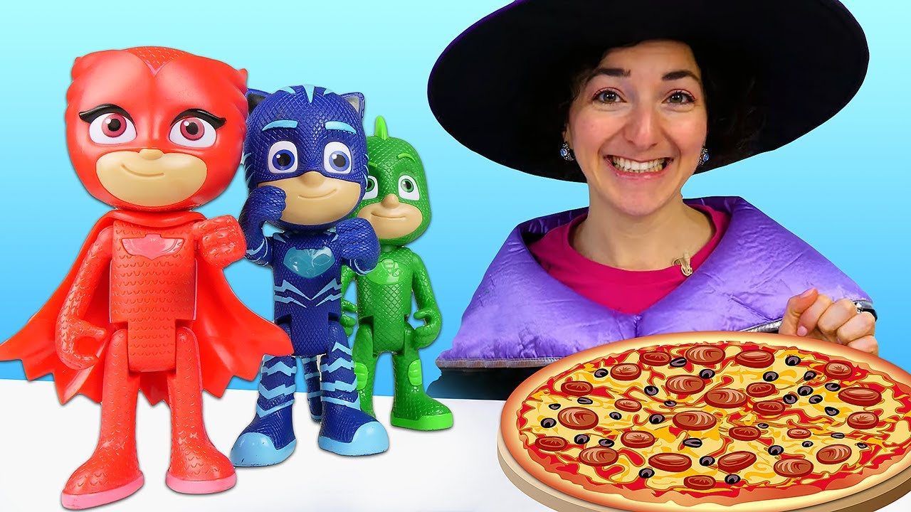Pizza con la Befana e i PJ Masks! Trasformazione dei Super pigiamini! Pigiama per la strega.