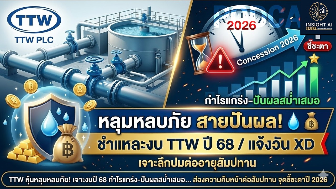 TTW หุ้นหลุมหลบภัย! เจาะงบปี 68 กำไรแกร่ง-ปันผลสม่ำเสมอ ส่องความคืบหน้าต่อสัมปทาน จุดชี้ชะตาปี 2026