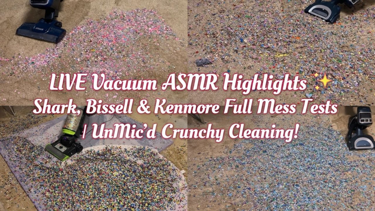 LIVE Vacuum ASMR Highlights ✨ Shark, Bissell & Kenmore Full Mess Tests | UnMic’d Crunchy Cleaning