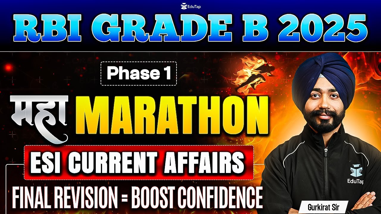 RBI Grade B 2025 Marathon ESI Current Affairs | RBI Officer Phase 1 Free Online Classes | RBI MCQs