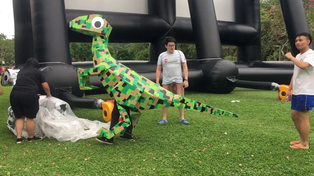 Old cardboard dinosaurs costume