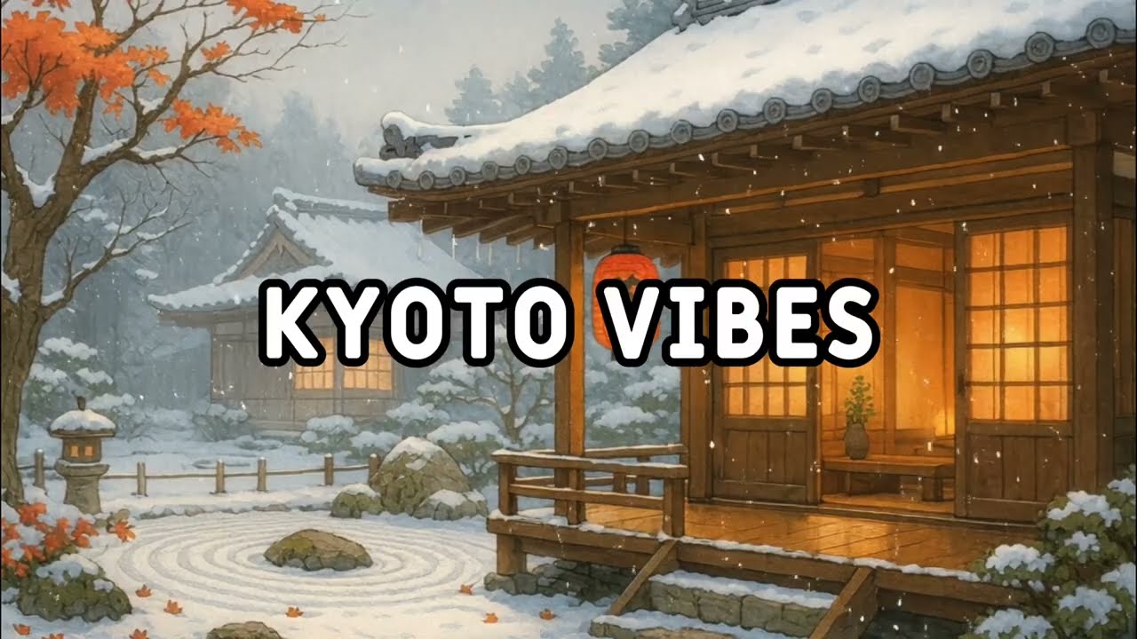 Kyoto Winter Lofi 🍵 Snowy Teahouse Ambience & Zen Garden ❄️ Soft Lofi Chill Beats