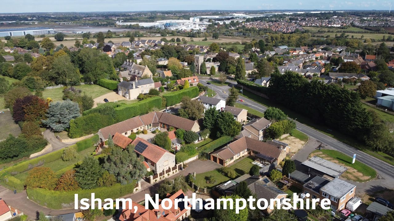 Flight over Isham bypass proposed (for decades!) route & back over the village