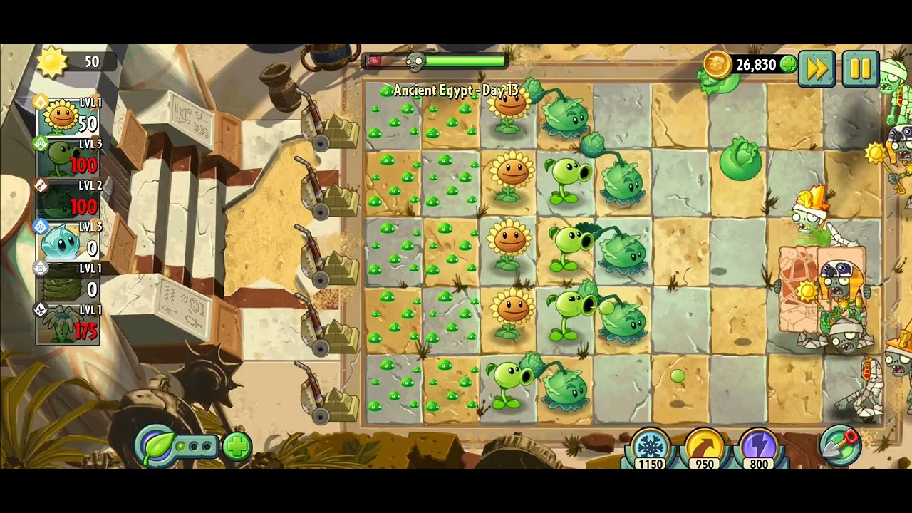 Plants vs Zombies 2 - Adventure - Level 13 - Gameplay (NO BGM)