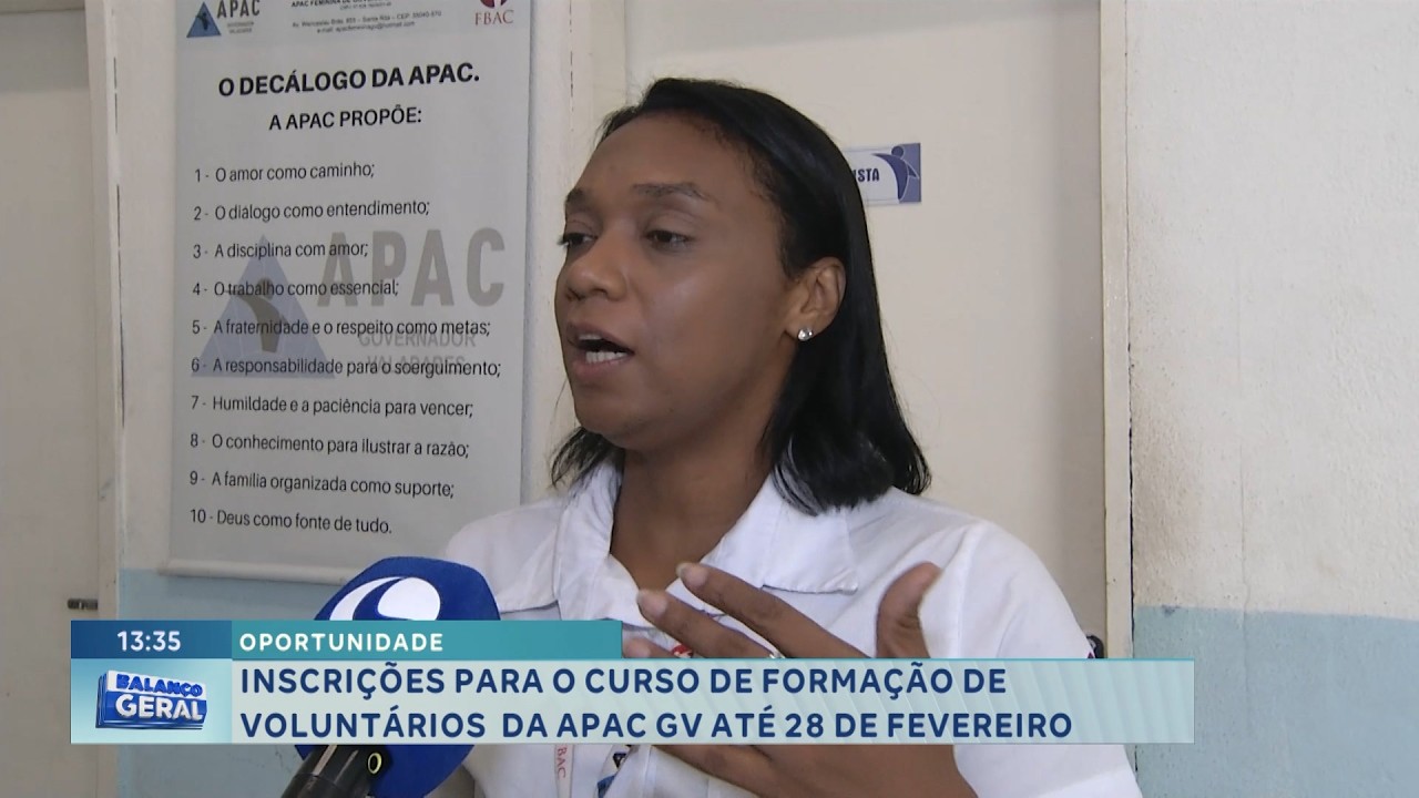 APAC GV: Curso de voluntários até 28/02.