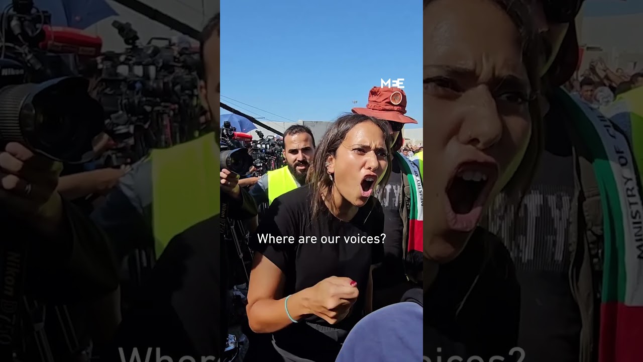 Протестующий на границе Египта и Палестины сталкивается с международным корреспондентом CNN Клари...