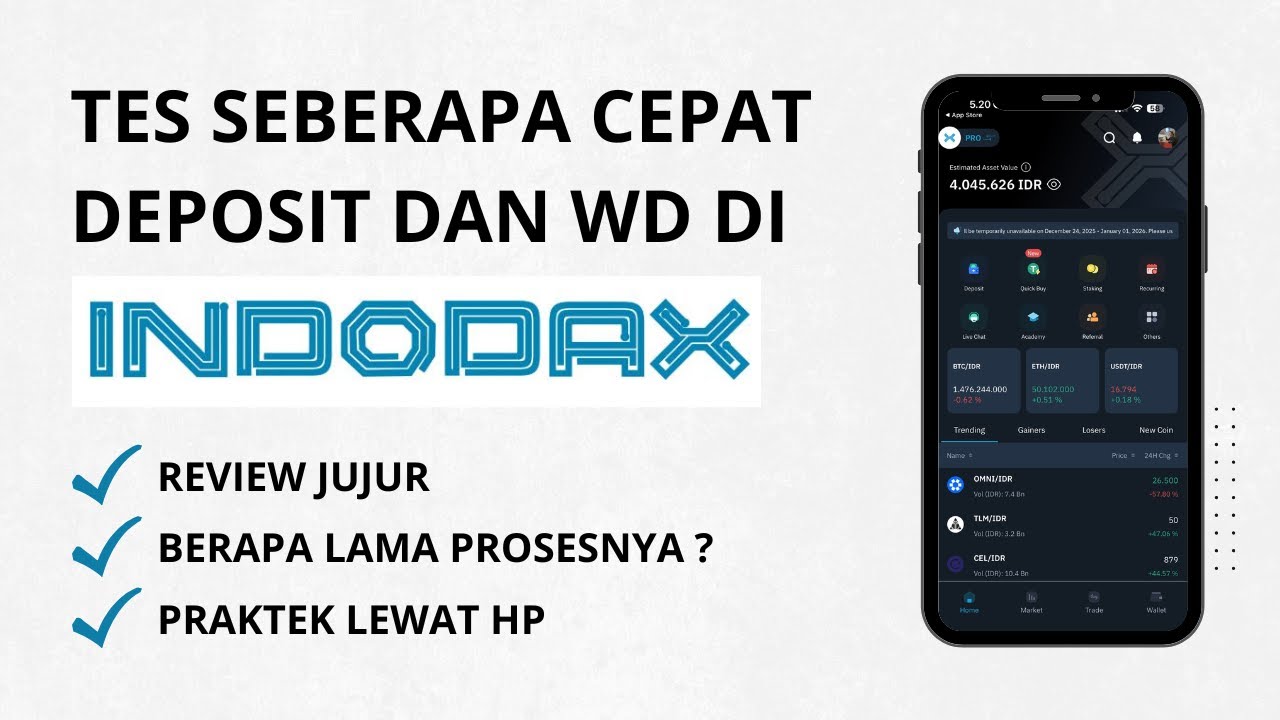 Tes Depo & WD di Indodax ! Secepat Apa Prosesnya?