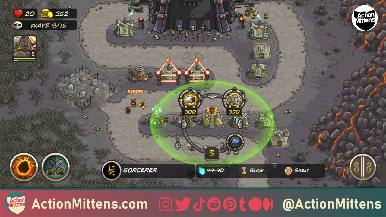 The Dark Tower EASY CASUAL Campaign, Low Difficulty 3 Stars Kingdom Rush Level 12 Playthrough KR0008