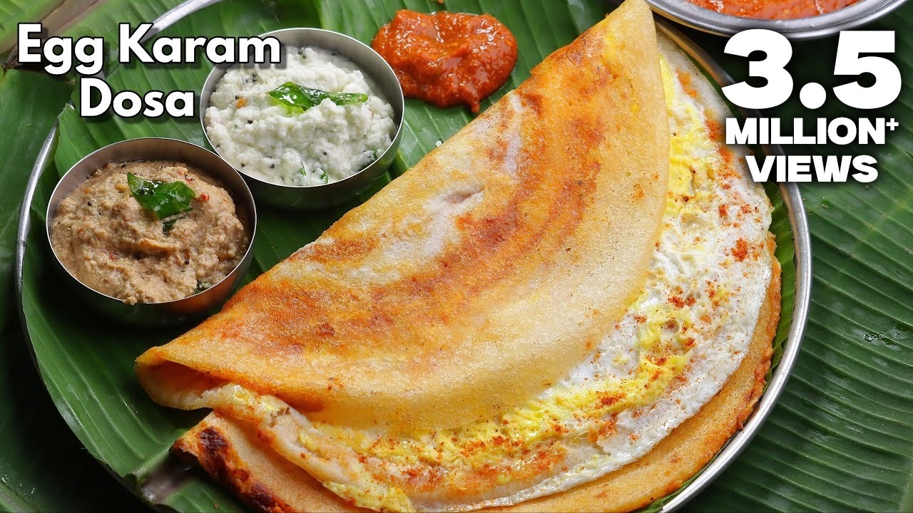 Egg Karam Dosa recipe || Making of Rayalaseema egg karam dosa at home in Telugu || @VismaiFood