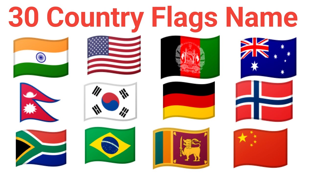 30 Country Flags Names for kids/ Learn 30 World Flags in hindi rhymes 