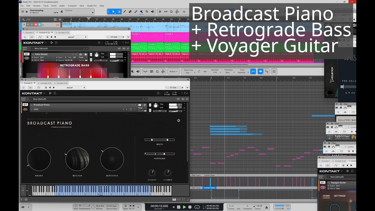 improv with Broadcast Piano, Retrograde Bass, Voyager Guitar