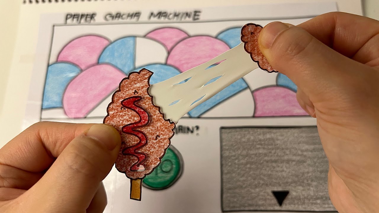 [Paper DIY ASMR] Surprising Gacha Pull! 🌭 Stretchy Cheese Hotdog & more (신기한 종이가챠! 치즈 핫도그 등~)