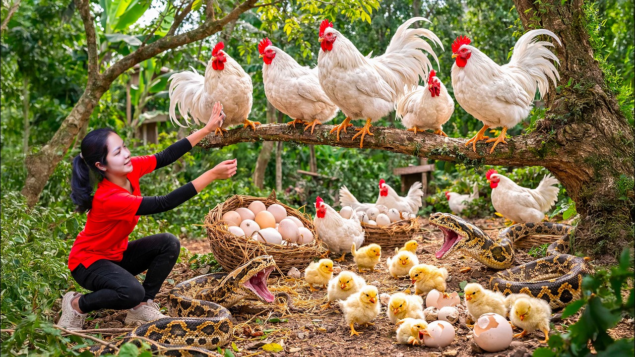 Harvest Mutated White Chickens In The Amazon Rainforest Go to Market Sell, Life of country girls