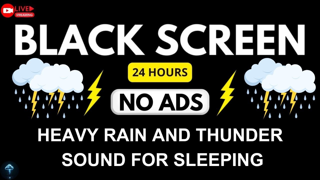 🔴 Heavy Rain and Thunder Sounds for Sleeping - Black Screen | Deep Storm Sounds for Better Sleep