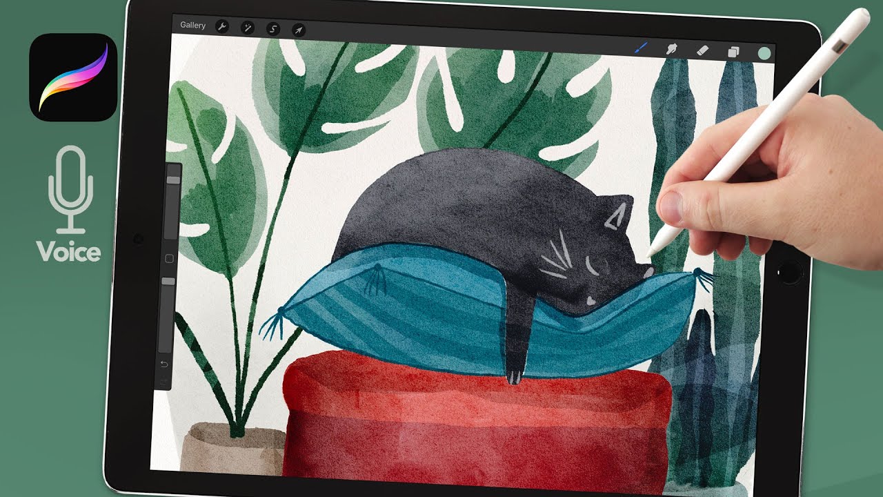 Watercolor Procreate Tutorial // Sleeping Cat Watercolor Illustration