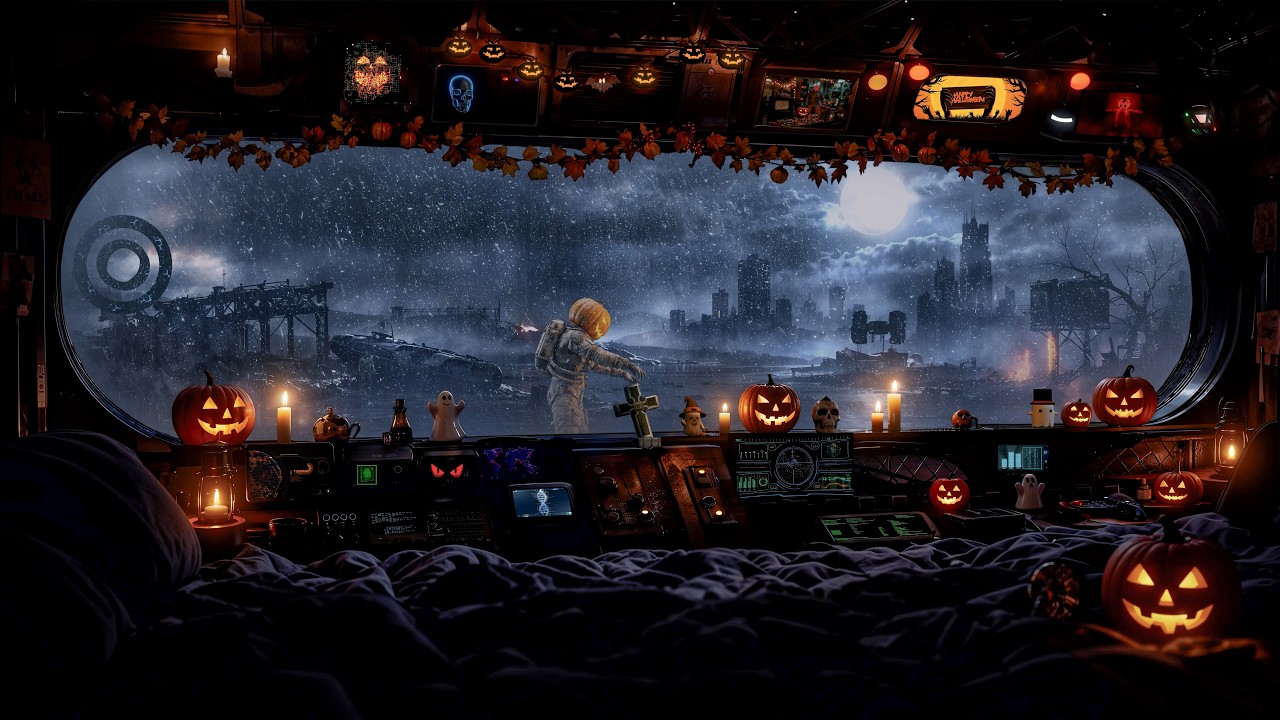 Take Shelter in Your Spaceship 🚀🎃| Post-Apocalyptic Halloween Ambience 🌧️ | Rain Sounds for Sleeping