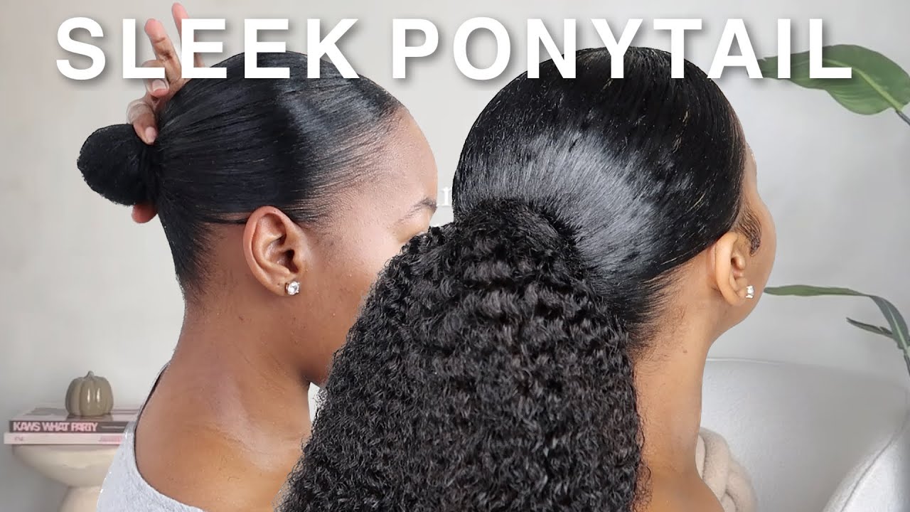 EASY Sleek Ponytail Tutorial On Natural Hair Using A Drawstring Ponytail | Junoda