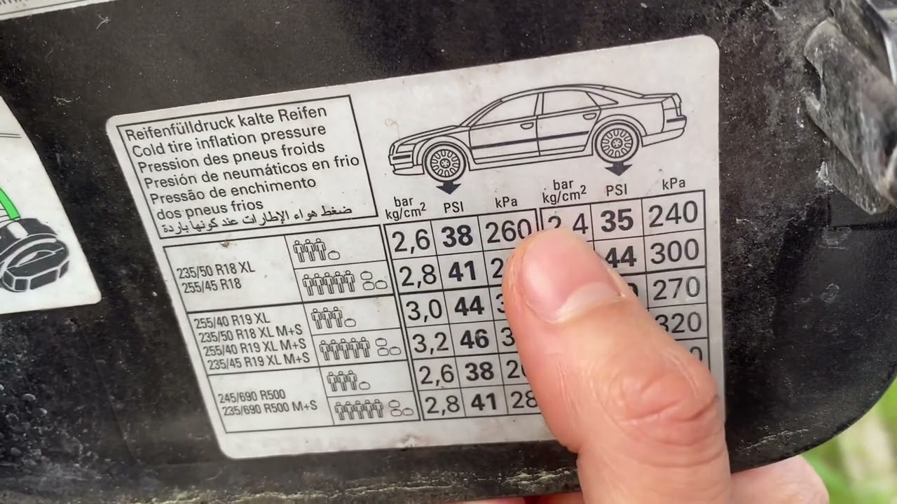 Savoir comment gonfler ses pneus (exemple sur audi A8)