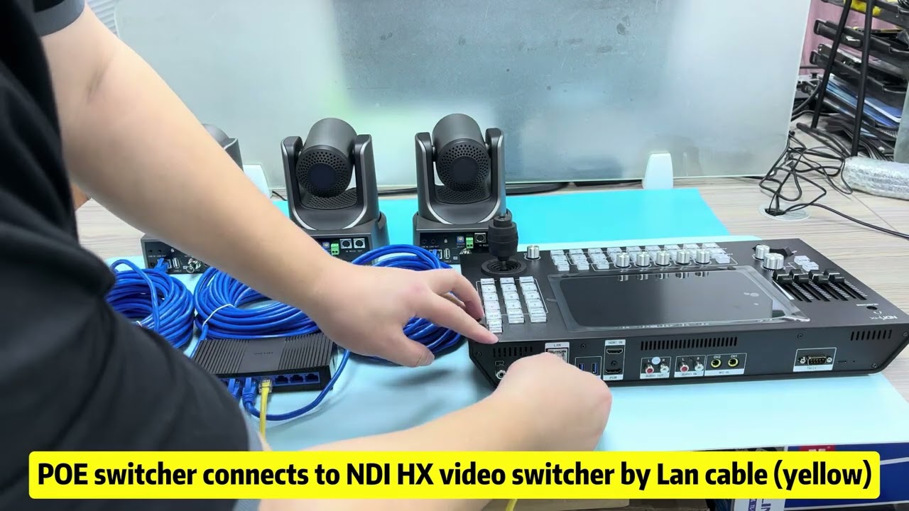 Best video equipment set for your live production ! NDI HX video switcher built-in PTZ controller .