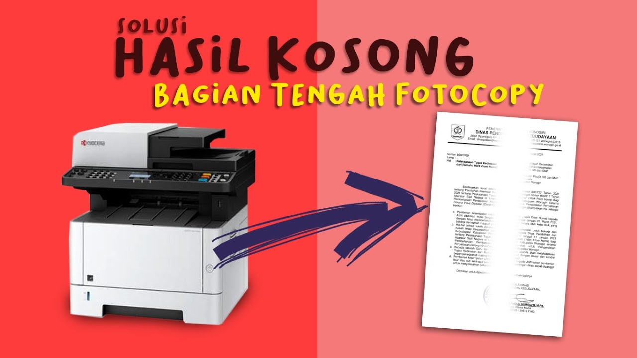 cara atasi hasil fotokopi bagian tengah kosong kyocera 2040dn | 2540dn | 2640dn