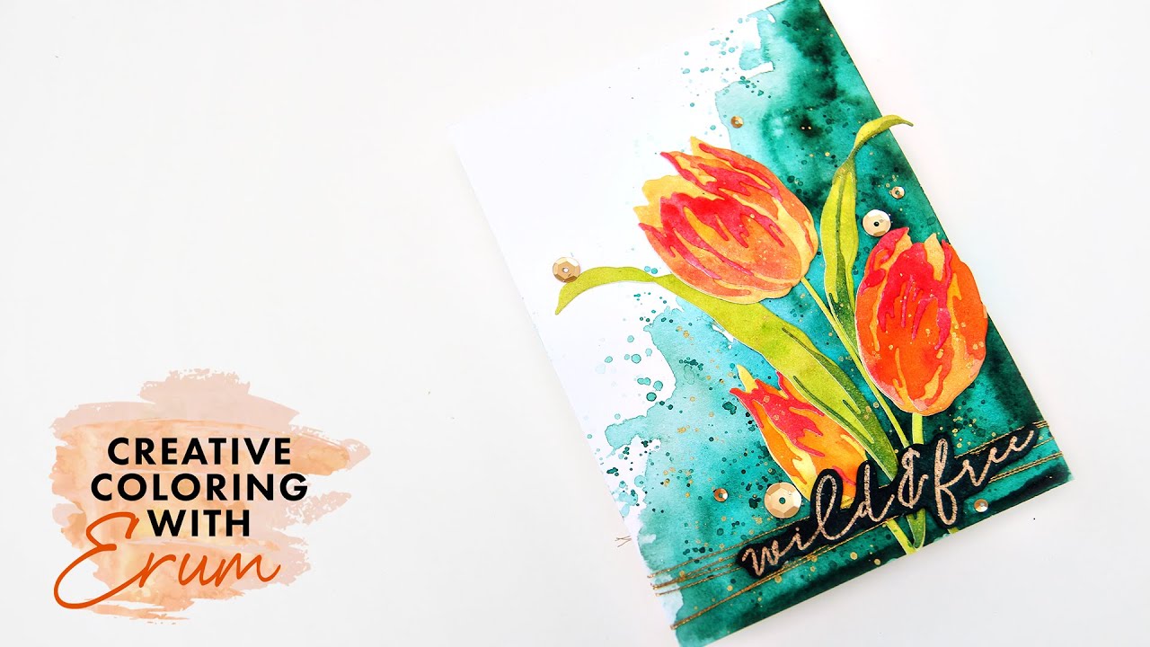 Create a Dramatic Floral Card Using Craft-A-Flower:Tulip | Creative Coloring with Erum