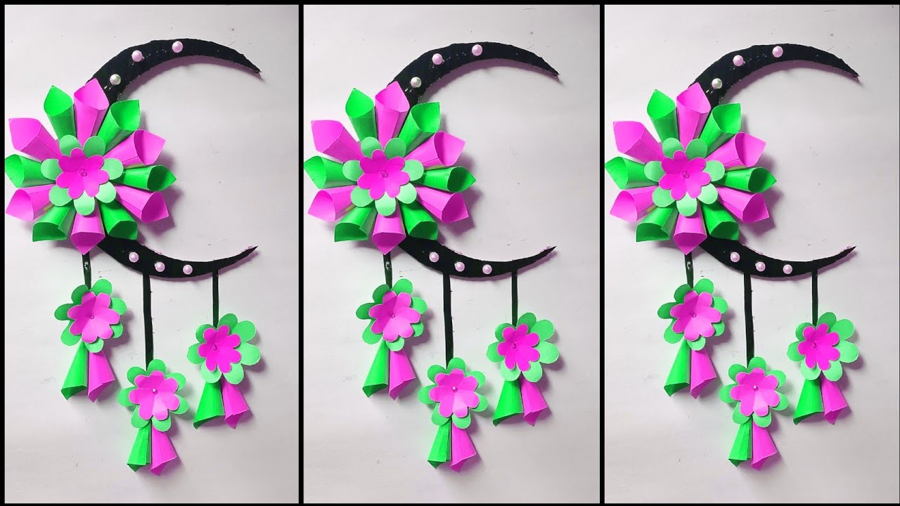 2 Moon Shape Wall Hanging / DIY Wall Hanging Craft / Handmade paper craft / Wall Hanging #craft #diy