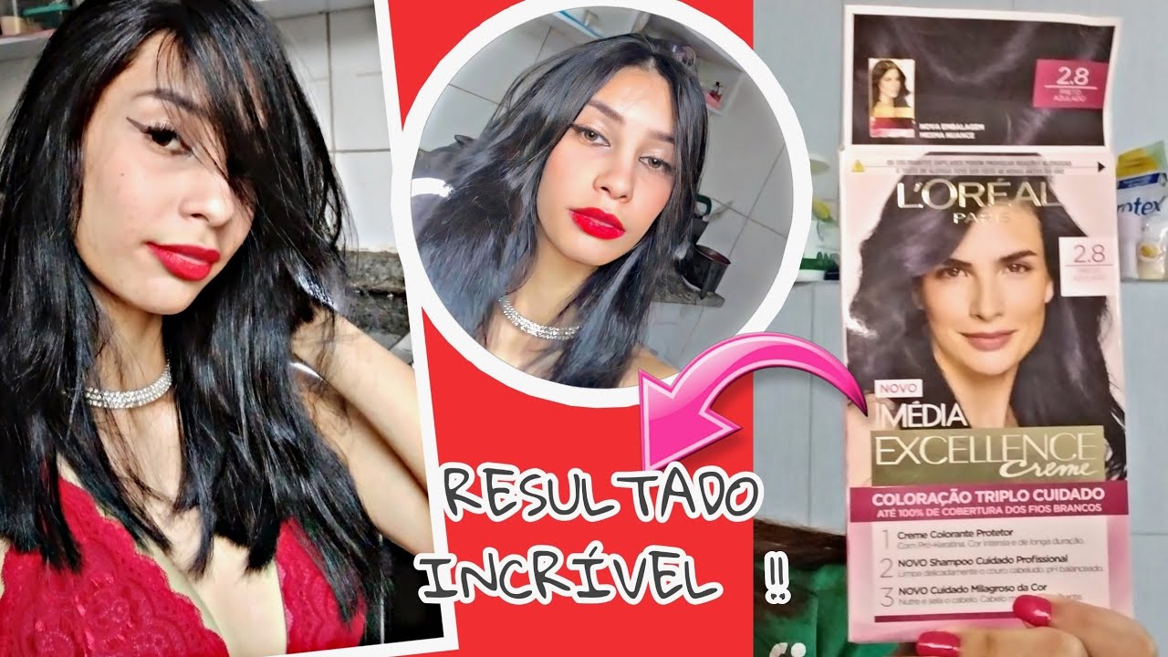 PINTEI MEU CABELO COM A L'ORÉAL IMÉDIA EXCELLENCE CREME | PRETO AZULADO 2.8 🖤