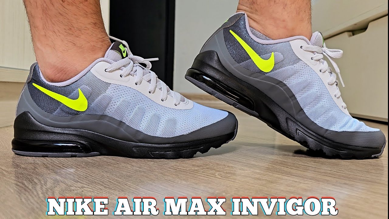 Demonstração Do Tênis Nike Air Max Invigor Cinza e Verde | On Feet | Tênis Para Casual/ Dia a Dia