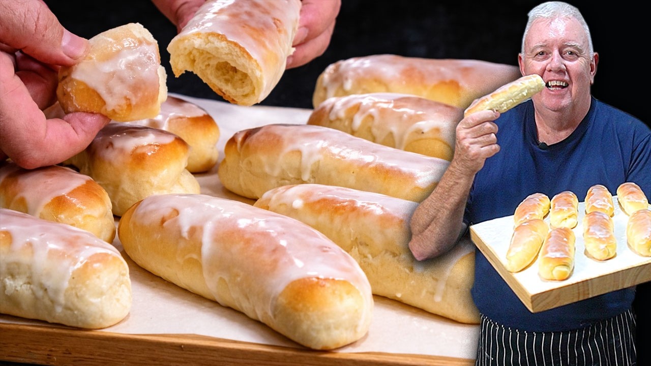 Classic British Iced Finger Buns Recipe  Soft Bakery Style Sweet Rolls