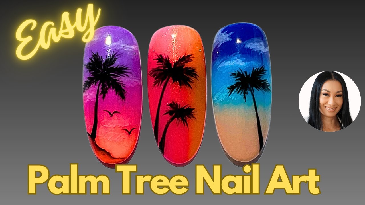 Endless summer! Easy palm tree nail art step by step / easy summer nail art / Hand painted nail art