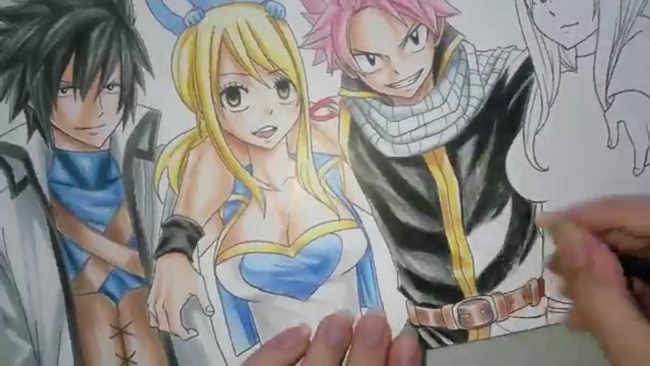 Speed Drawing - Fairy Tail (Gray, Lucy, Happy, Natsu and Erza)