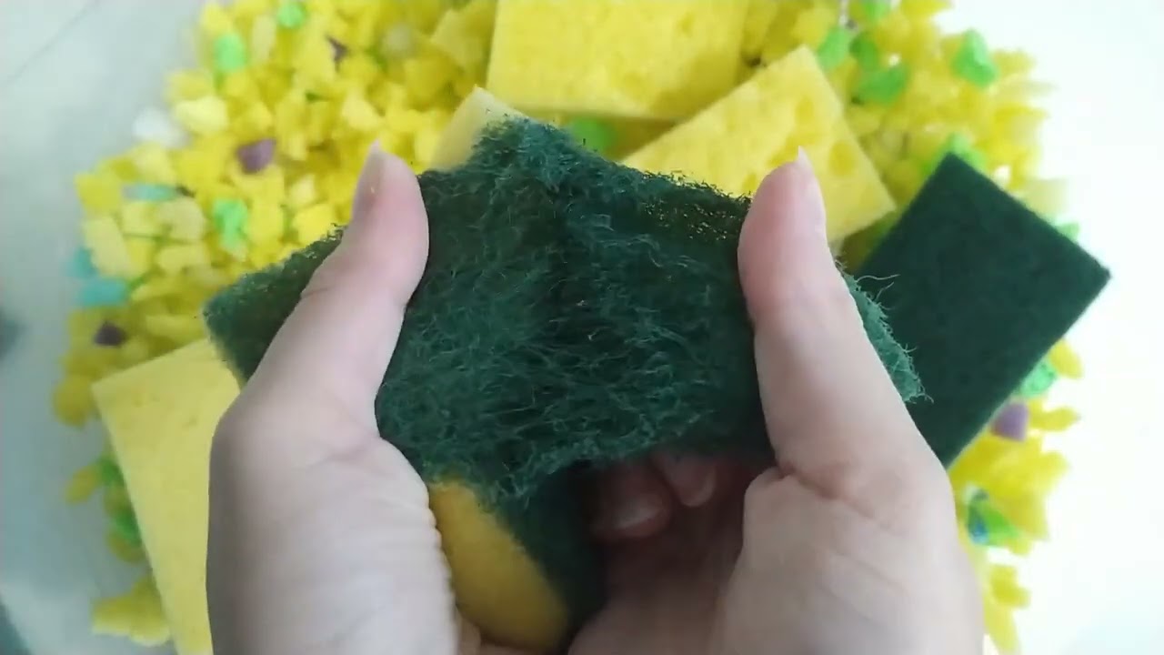 Classic Kitchen Sponges Dry Ripping | Sponge ASMR