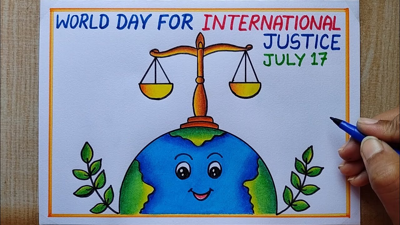 World day for International Justice day poster drawing easy| How to draw International Justice Day
