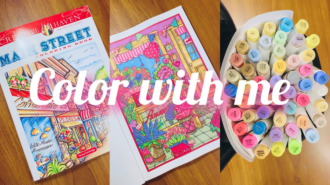 Color with me. (Main Street coloring book) Flower shop. With Ohuhu markers.🌷