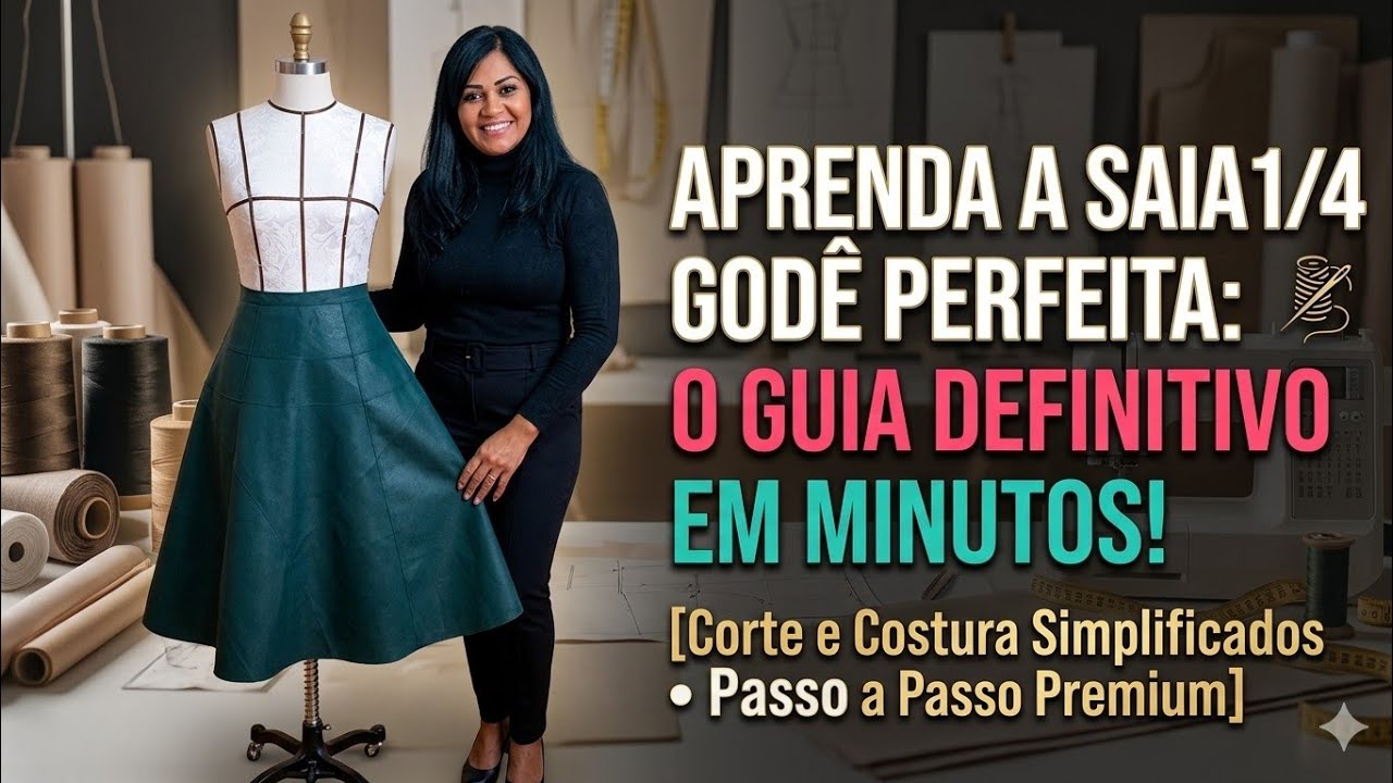✅️DIY Como fazer Saia 1/4 Godê em 5 minutos_Costura passo a passo p iniciantes com Gisleide Novelo