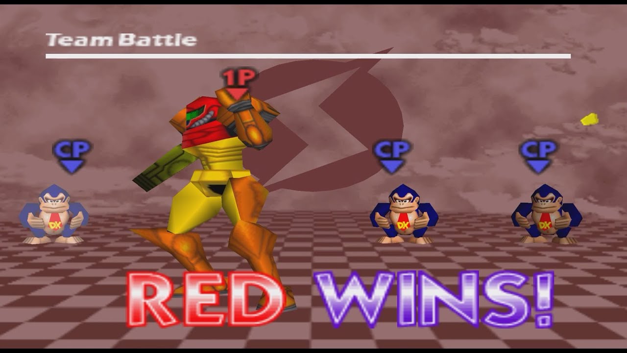 I play SUPER SMASH BROS N64: SAMUS VS 3 DONKEY KONG