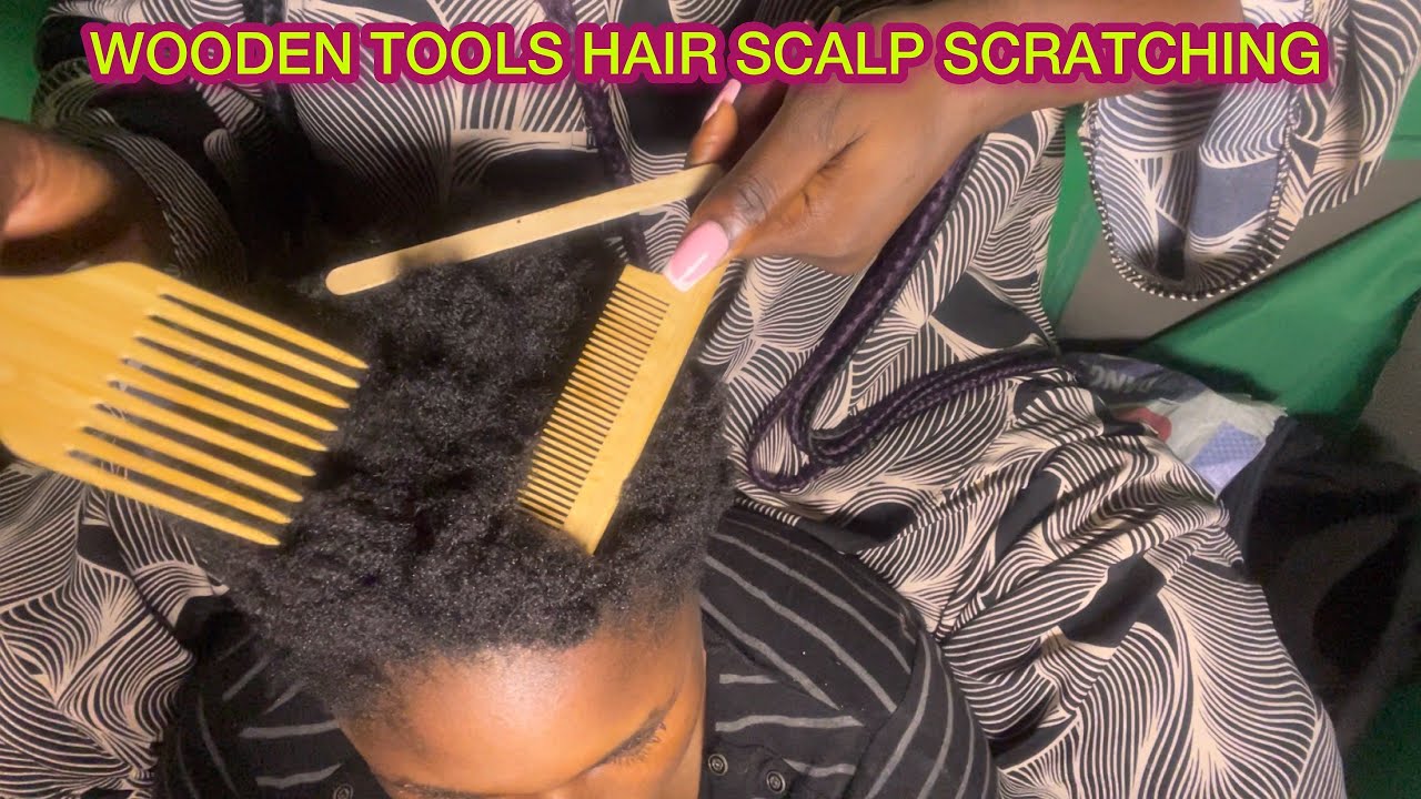ASMR✨ATTENTIVE AND A DETAILED HAIR SCRATCHING WITH WOODEN TOOLS.