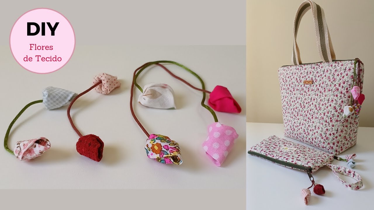 Aproveite pequenos retalhos 🌼🌻🌷 | DIY flores para chaveiro, bolsas, estojos