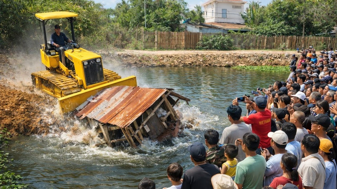 Cleaning Old Land To Build New House Project! Skill Bulldozer Pushing & Dump Truck Unloading Soil